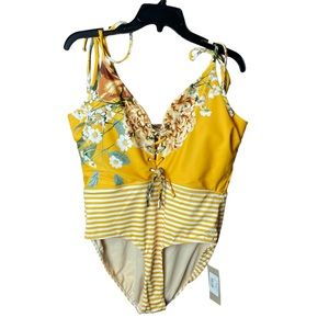 NWT Albion The Rachel One-Piece Yellow Swimsuit XL